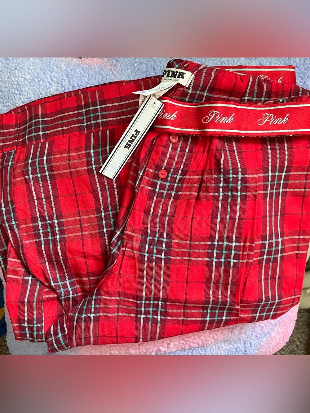 NWT PINK Victoria's Secret Red Plaid Pajama Bottoms